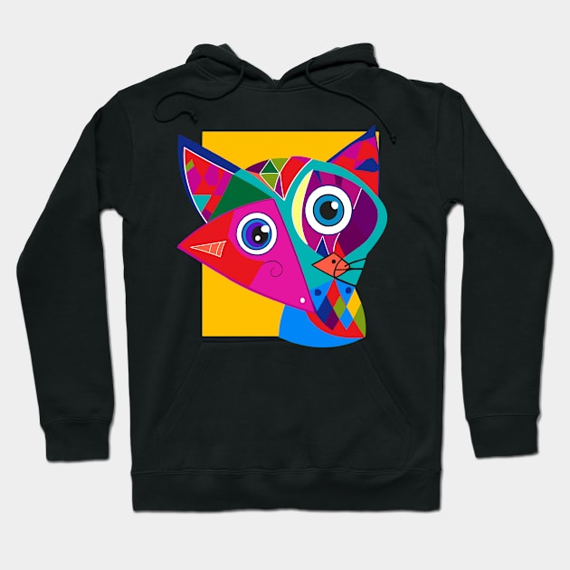 Funny Fox - Cool Colorful Funky Geometric Cute Animal Design Hoodie by Mister Graphics